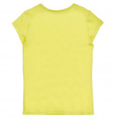 Tricou din bumbac cu inscripție din brocart, de culoare galbenă Benetton 224870 4