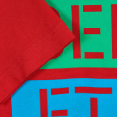 Tricou din bumbac cu inscripție colorată a mărcii, roșu Benetton 224873 3