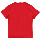 Tricou din bumbac cu inscripție colorată a mărcii, roșu Benetton 224874 4
