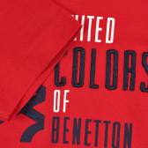 Tricou din bumbac cu sigla și numele mărcii, roșu Benetton 224877 3