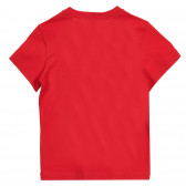 Tricou din bumbac cu sigla și numele mărcii, roșu Benetton 224878 4