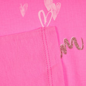 Tricou din bumbac cu inscripție din brocart, roz Benetton 224889 3