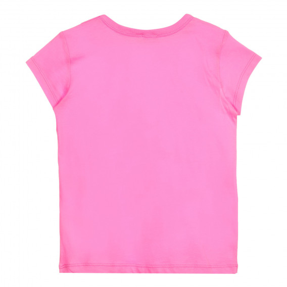 Tricou din bumbac cu inscripție din brocart, roz Benetton 224890 4