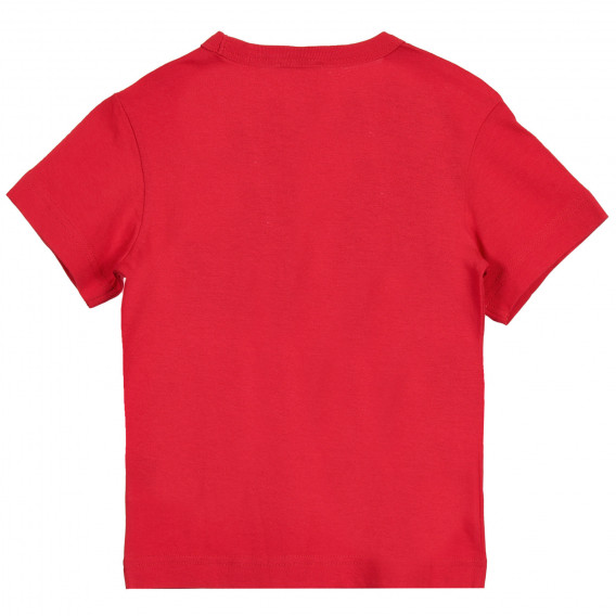 Tricou din bumbac cu inscripție, roșu Benetton 224910 4