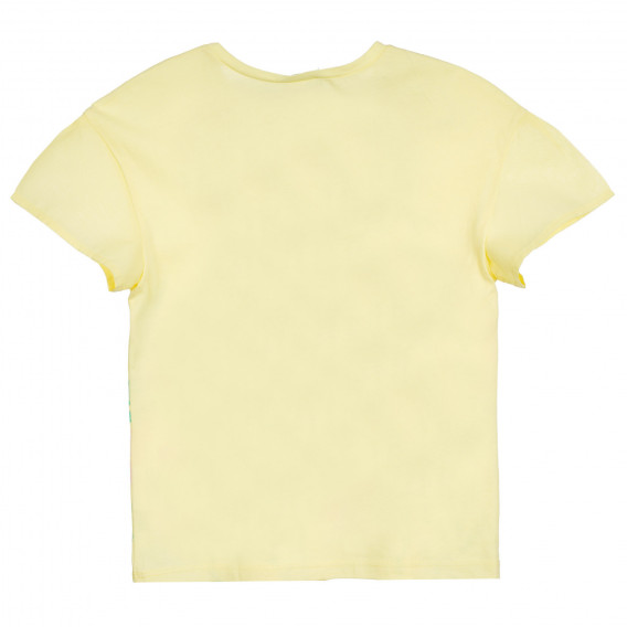 Bluză din bumbac cu mâneci scurte și imprimeu floral, galbenă Benetton 224914 4