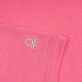 Tricou din bumbac pentru bebeluș cu logo brodat, roz Benetton 224921 3