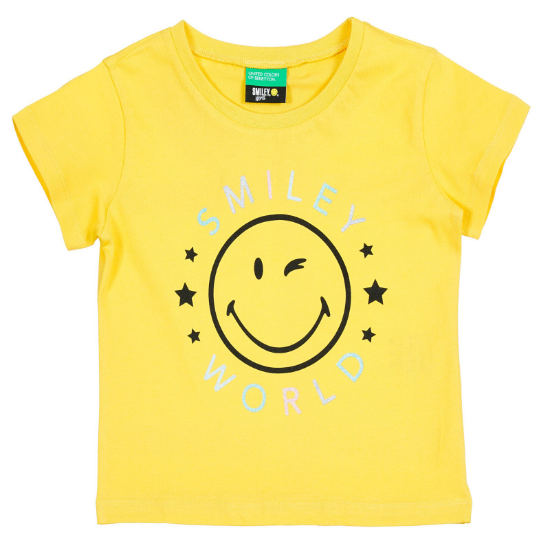 Tricou din bumbac cu emoticon și inscripție pentru bebeluși, galben  224935
