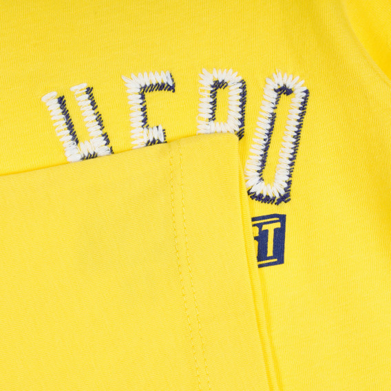 Tricou din bumbac cu inscripție, pentru copii, galben Benetton 224941 3