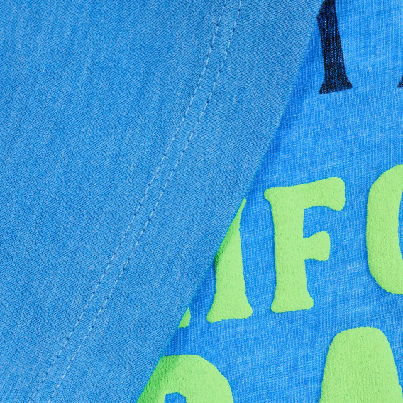 Bluză cu mâneci scurte și inscripție, albastră Benetton 224948 2