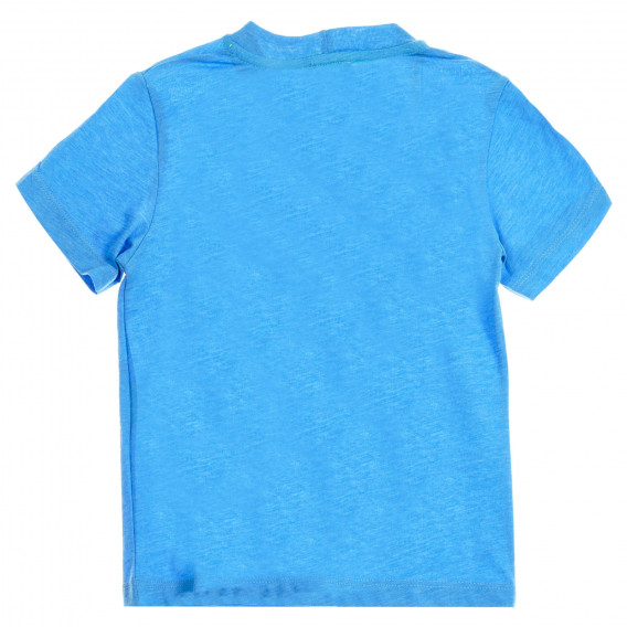 Bluză cu mâneci scurte și inscripție, albastră Benetton 224949 3