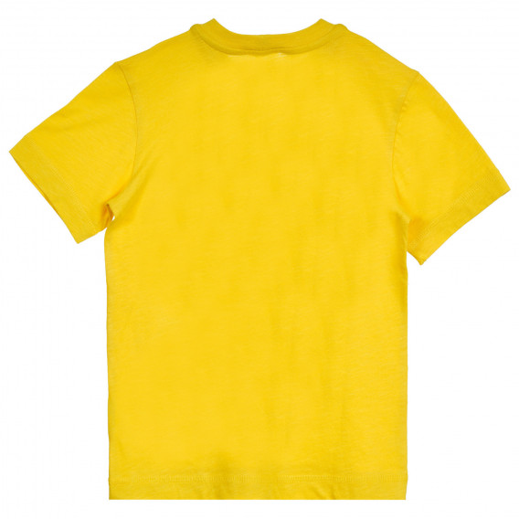 Tricou din bumbac cu imprimeu și inscripție, galben Benetton 224954 4