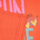 Tricou din bumbac cu inscripția Hello sunshine, portocaliu Benetton 224957 3