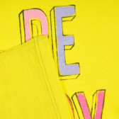 Tricou din bumbac cu inscripție Smile & be happy, galben Benetton 224961 3