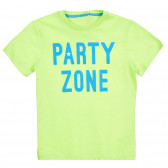 Tricou din bumbac cu inscripția Party zone, verde Benetton 224963 