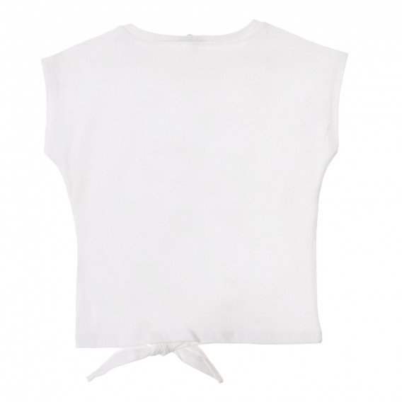 Bluză din bumbac cu panglică pentru bebeluși, albă Benetton 224970 4