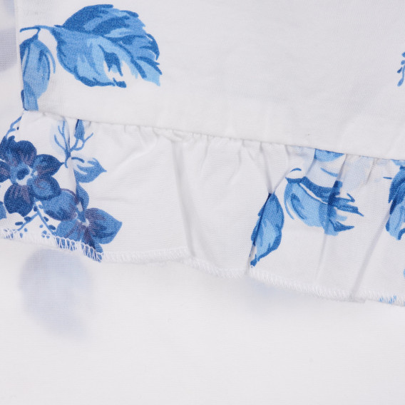 Bluză din bumbac cu mâneci scurte și imprimeu floral, în alb Benetton 224976 2