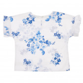 Bluză din bumbac cu mâneci scurte și imprimeu floral, în alb Benetton 224978 4