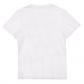 Tricou din bumbac cu inscripție în culoare albă Benetton 224986 4