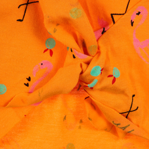Bluză din bumbac cu imprimeu flamingo, pentru copii, portocaliu Benetton 225012 2