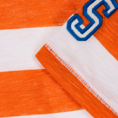 Tricou din bumbac în dungi albe și portocalii Benetton 225021 3