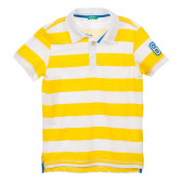 Tricou din bumbac în dungi albe și galbene Benetton 225027 