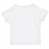 Tricou din bumbac cu panglică pentru bebeluși, alb Benetton 225074 4