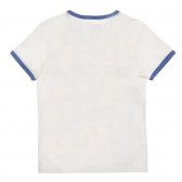 Tricou din bumbac cu imprimeu grafic și margine albastră, alb Benetton 225077 3