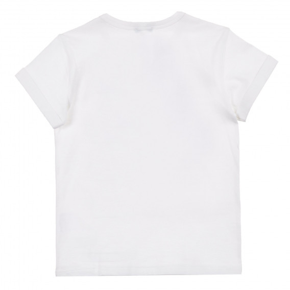 Tricou din bumbac cu imprimeu brocart, alb Benetton 225082 4
