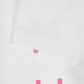 Bluză de bumbac cu mâneci scurte și inscripție Love more hate less, albă Benetton 225105 3