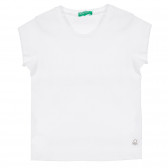 Tricou din bumbac cu sigla mărcii în alb Benetton 225146 