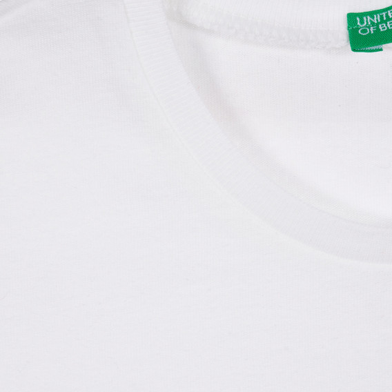 Tricou din bumbac cu sigla mărcii în alb Benetton 225147 2