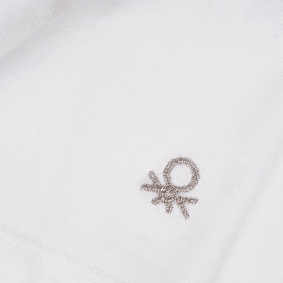 Tricou din bumbac cu sigla mărcii în alb Benetton 225148 3