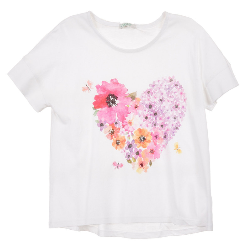 Bluză cu mâneci scurte și imprimeu floral, albă  225158