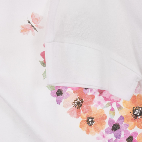 Bluză cu mâneci scurte și imprimeu floral, albă Benetton 225160 3