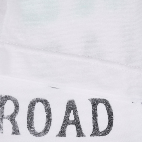 Bluză cu mâneci scurte și inscripție, albă Benetton 225164 3