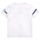 Bluză din bumbac cu mâneci scurte și inscripție, albă Benetton 225188 3