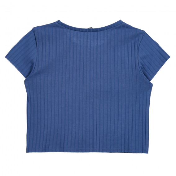 Bluză cu mâneci scurte și aplicație de paiete, albastră Sisley 225209 3