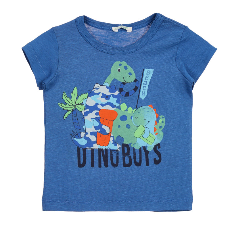 Tricou din bumbac cu imprimeu colorat pentru bebeluș, în albastru  225237