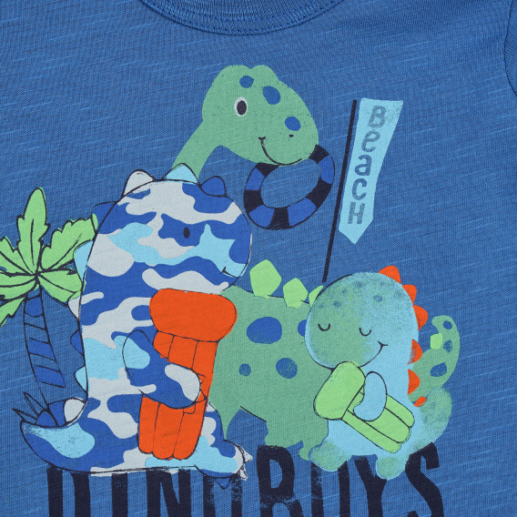 Tricou din bumbac cu imprimeu colorat pentru bebeluș, în albastru Benetton 225238 2