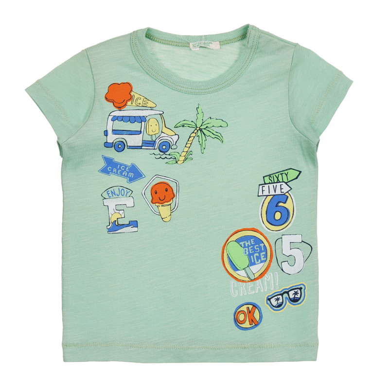 Tricou din bumbac cu imprimeu colorat pentru bebeluși, verde  225240