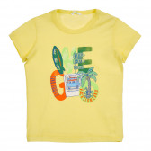 Tricou din bumbac cu imprimeu pentru bebeluși, galben Benetton 225246 