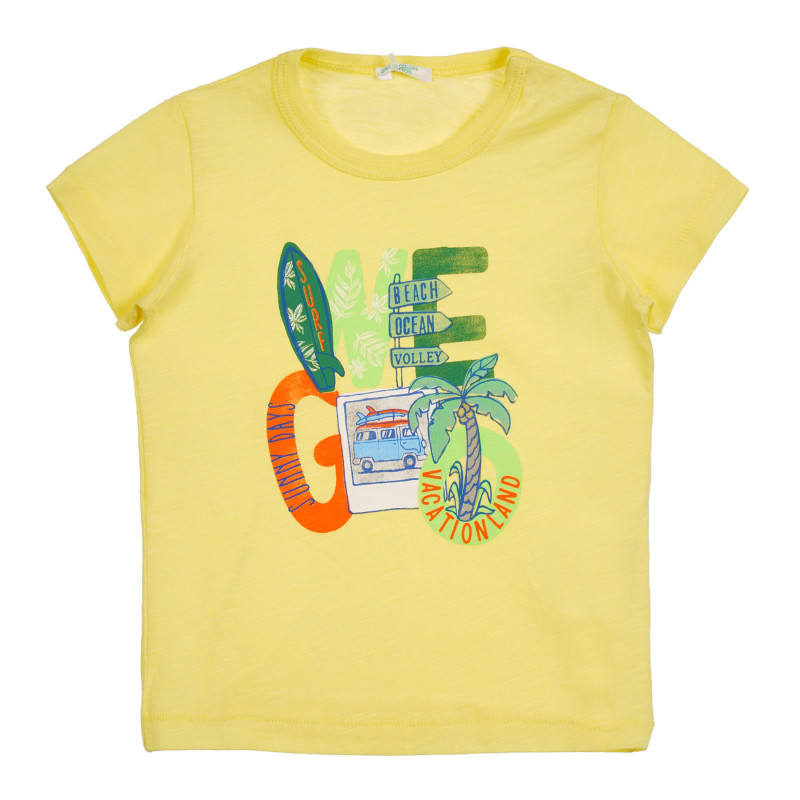 Tricou din bumbac cu imprimeu pentru bebeluși, galben  225246