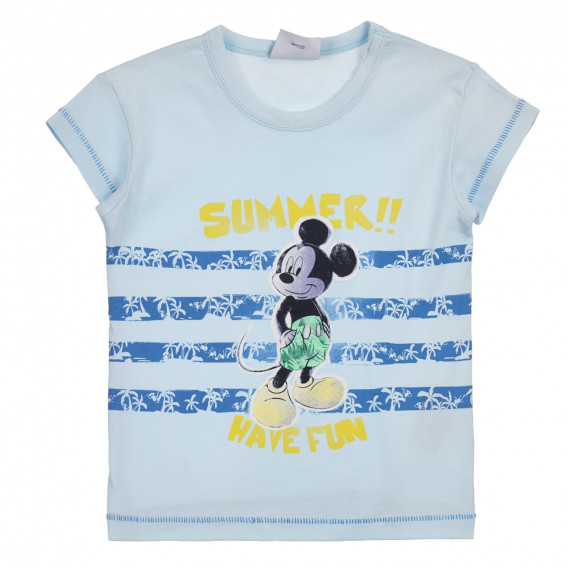 Tricou din bumbac Mickey Mouse pentru bebeluși, albastru Benetton 225252 