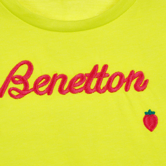 Tricou cu broderie cu căpșuni, verde deschis Benetton 225262 2