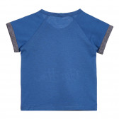 Tricou din bumbac cu inscripție brodată de marcă, albastru Benetton 225266 3