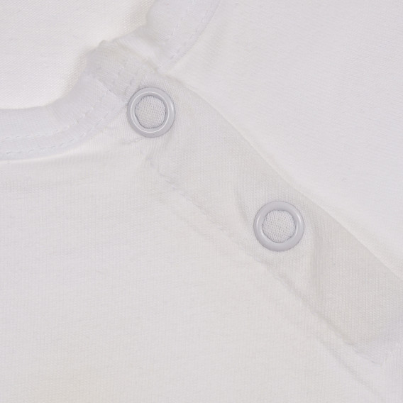 Tricou din bumbac cu inscripție brodată de marcă, alb Benetton 225268 2