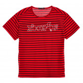 Tricou din bumbac în dungi roșii și negre Sisley 225270 