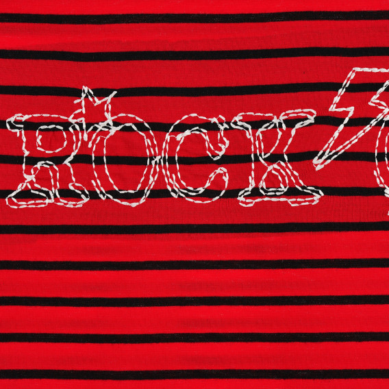 Tricou din bumbac în dungi roșii și negre Sisley 225271 2