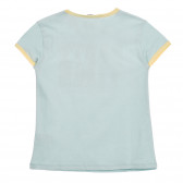 Tricou din bumbac cu inscripție din brocart, culoare albastru deschis Sisley 225299 3