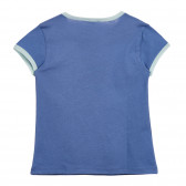 Tricou din bumbac cu inscripție din brocart, albastru Sisley 225311 3